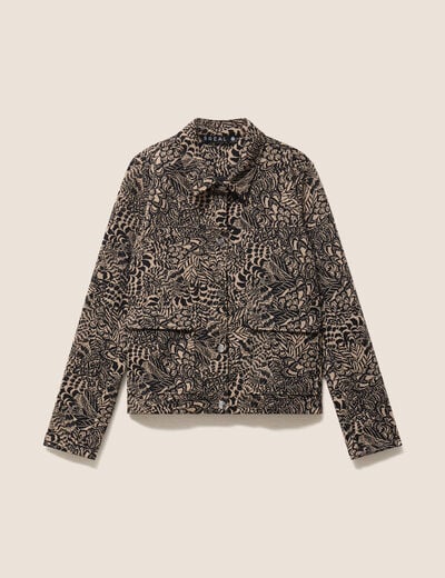 Veste droite doubl&eacute;e beige femme