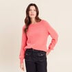 Pull col rond manches longues rose framboise femme