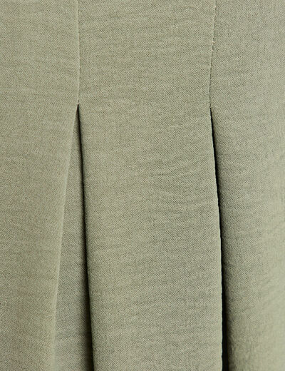 Jupe longue évasée ceinturée vert kaki femme