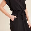 Robe droite ceinture nouée noir femme