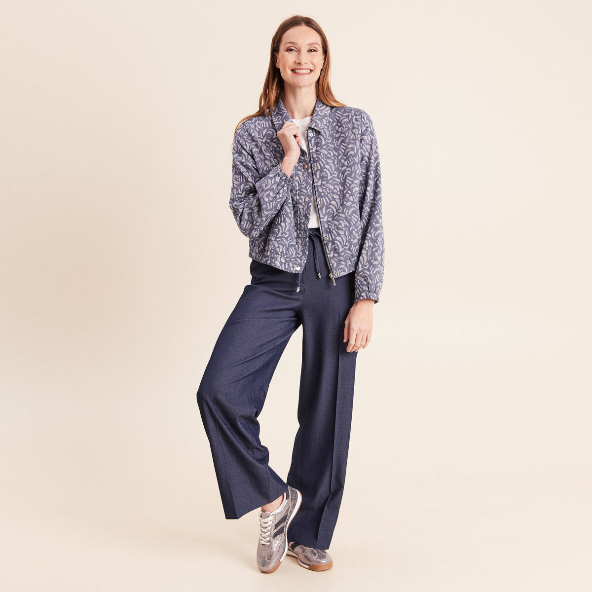 Veste jean doubl&eacute;e bleu femme