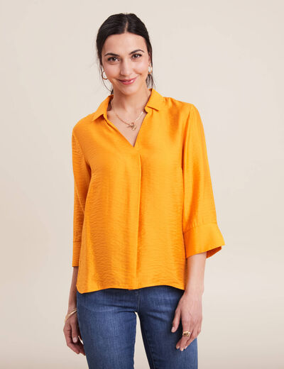 Blouse manches 3/4 jaune moutarde femme