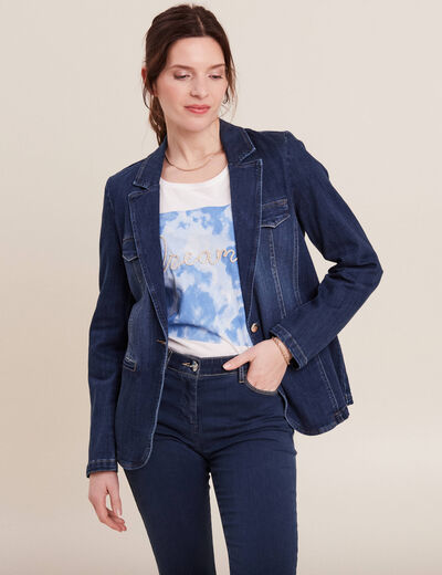 Veste tailleur en jean denim brut femme