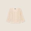 Gilet manches 3/4 ajour&eacute; ecru femme