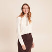 Sweat droit long &agrave; capuche ecru femme