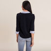 T-shirt manches 3/4 bleu marine femme
