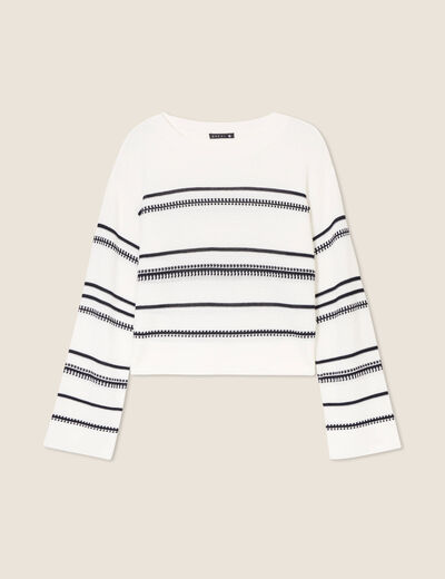 Pull manches longues blanc femme