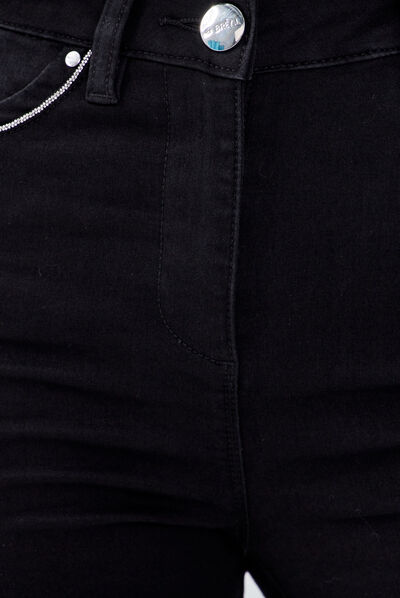 Pantalon ajusté taille haute noir femme