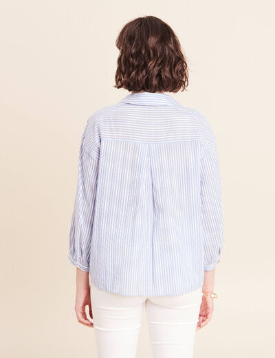 Chemise ample manches 3/4 col chemise bleu femme