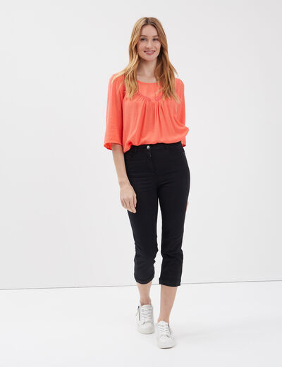 Blouse manches 3/4 orange clair femme