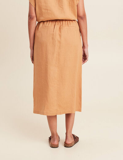 Jupe longue trapèze beige femme