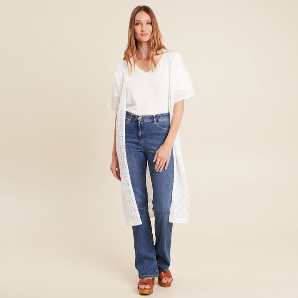 Gilet long manches courtes blanc femme