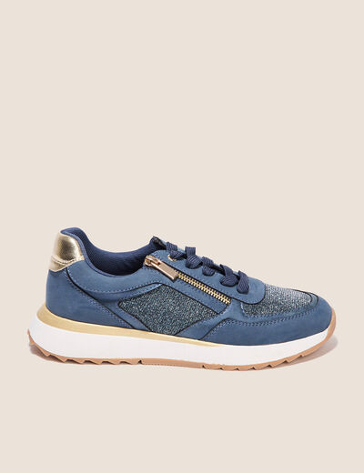 Baskets détails pailletés bleu marine femme