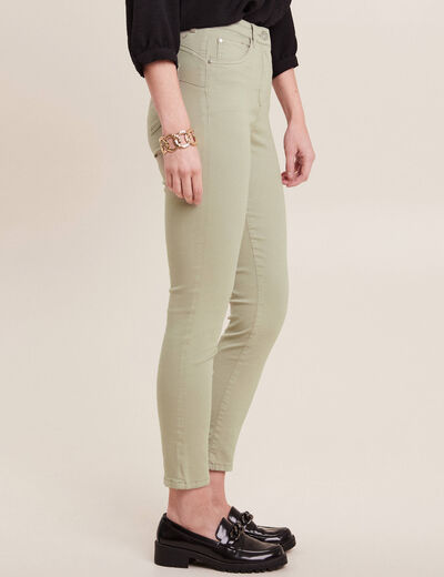 Pantalon léger taille haute 7/8ème vert clair femme