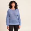 Pull col rond manches longues bleu ciel femme