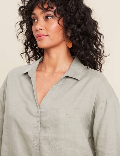 Chemise manches 3/4 vert clair femme