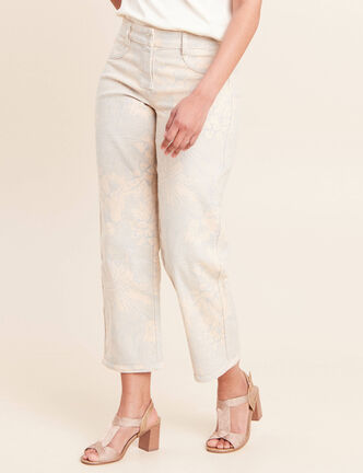 Jean r&eacute;versible droit 7/8&egrave;me beige femme