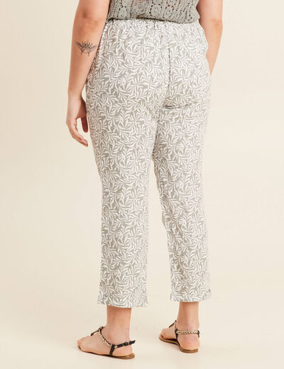 Pantalon à ceinture vert kaki femme