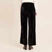 Pantalon large taille haute velours noir femme