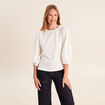 Blouse droite col rond manches 3/4 ecru femme