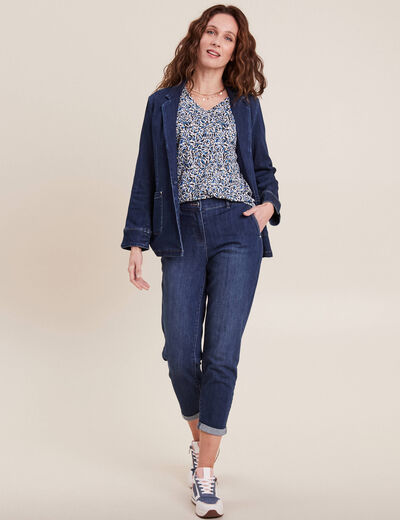 Veste tailleur en jean denim brut femme