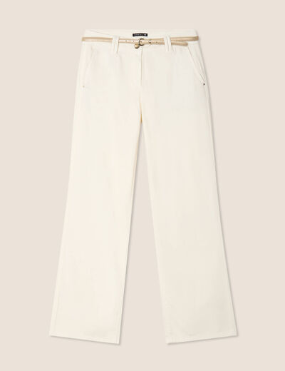 Pantalon droit taille basculée ecru femme