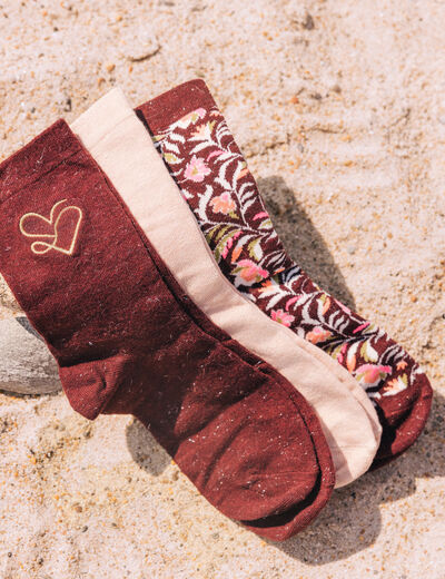 Coffret lot de 3 paires de chaussettes rose femme