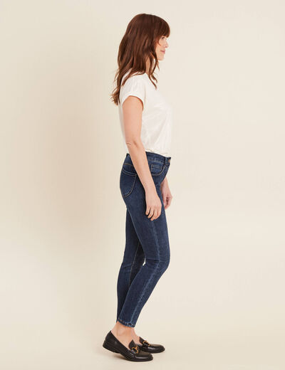 Jean ajusté à strass denim brut femme