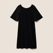 Robe droite courte manches coudes noir femme