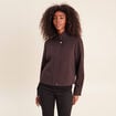 Veste ample courte col montant marron fonc&eacute; femme