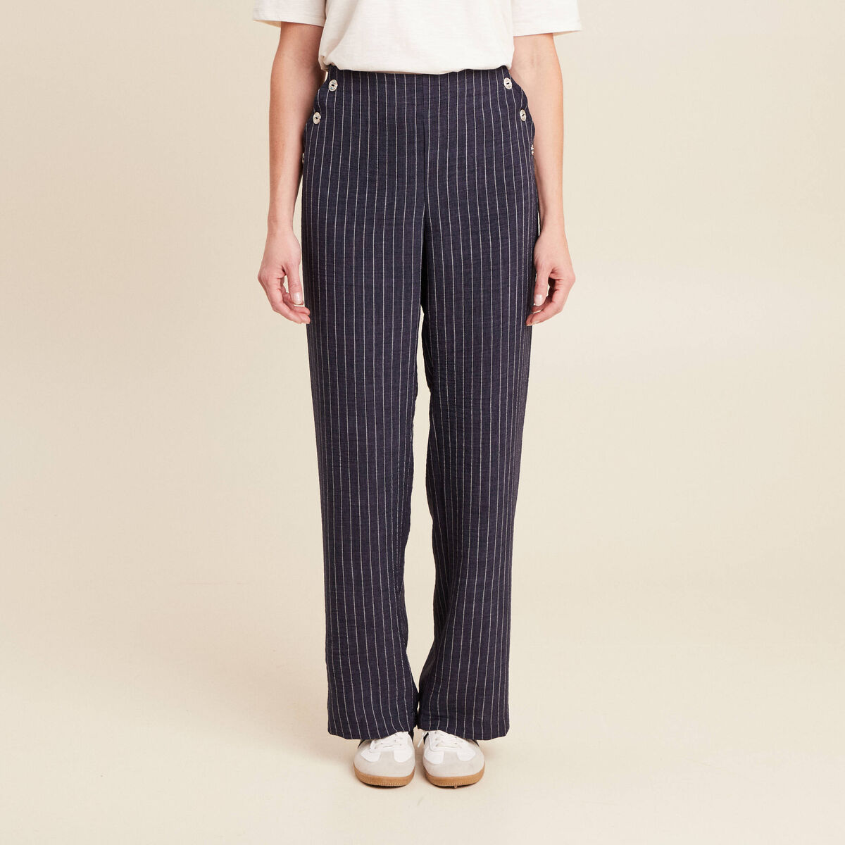 pantalon large bleu femme