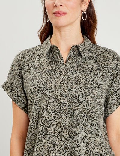 Chemise manches courtes vert kaki femme