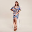 Robe droite col cache-coeur bleu femme