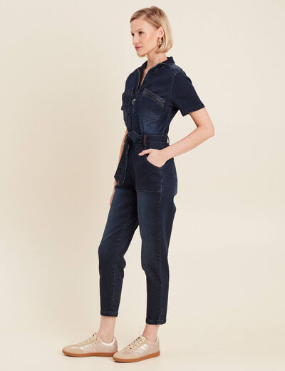Combinaison pantalon en jean denim brut femme