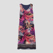Robe longue droite ceinturée rose femme