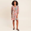 Robe courte &eacute;vas&eacute;e col v manches 3/4 multicolore femme