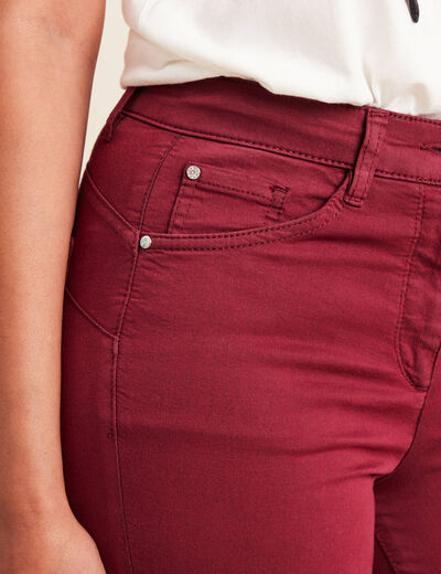 Pantalon droit taille haute 7/8ème bordeaux femme
