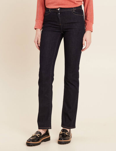 Jean droit taille basculée denim brut femme