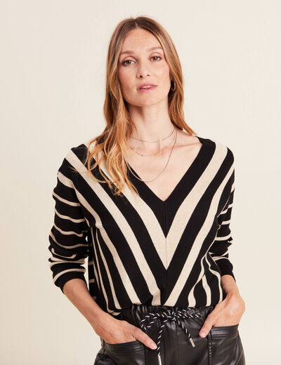 Pull manches longues noir femme