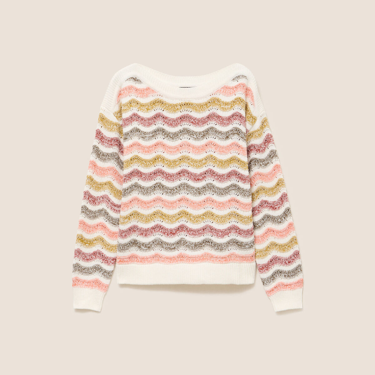 Pull col bateau manches longues vert femme