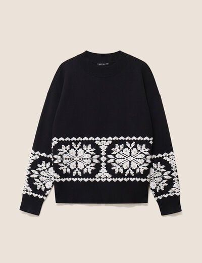 Pull col rond noir femme