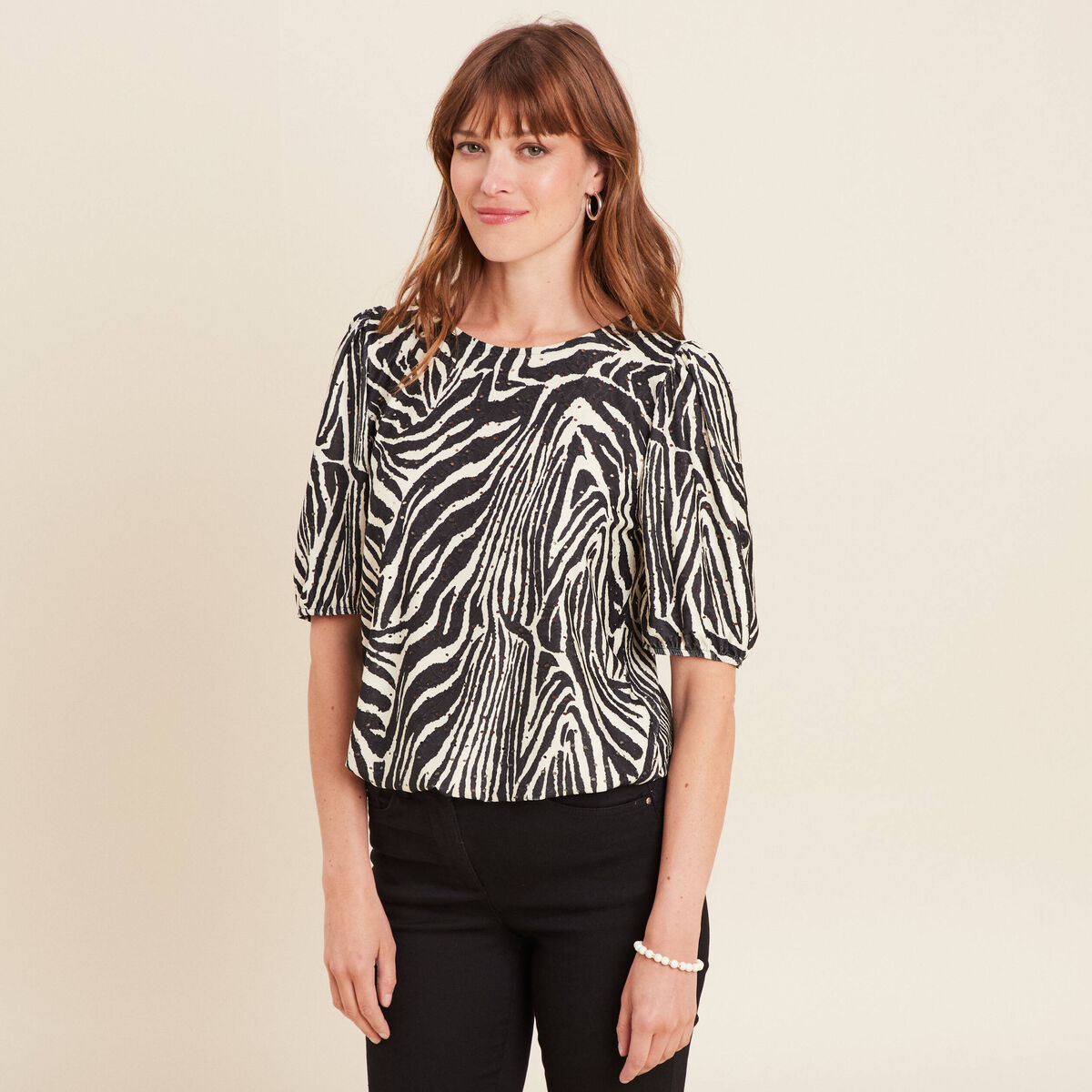 Blouse manches courtes noir femme