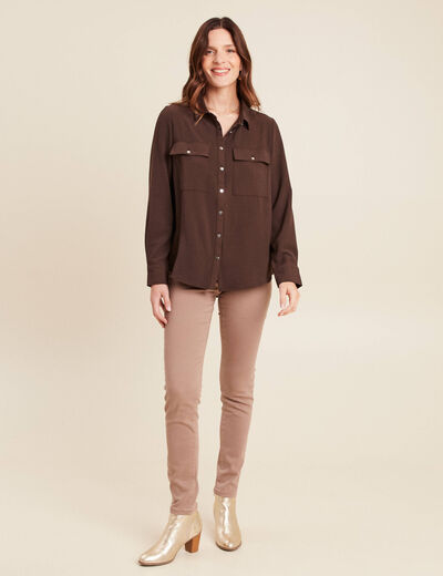 Chemise manches longues marron femme