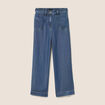 Jean large 7/8&egrave;me denim double stone femme