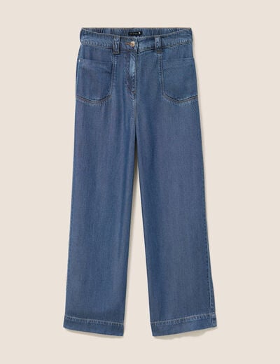Jean large 7/8&egrave;me denim double stone femme