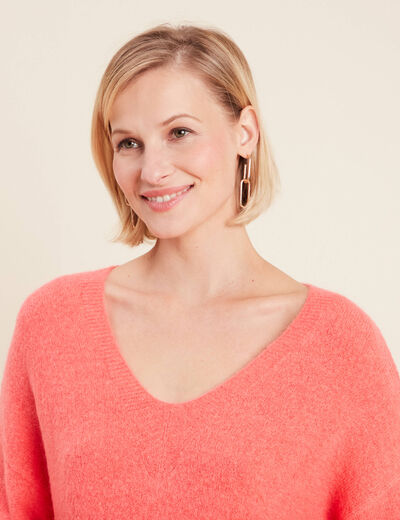 Pull manches longues rose vif femme