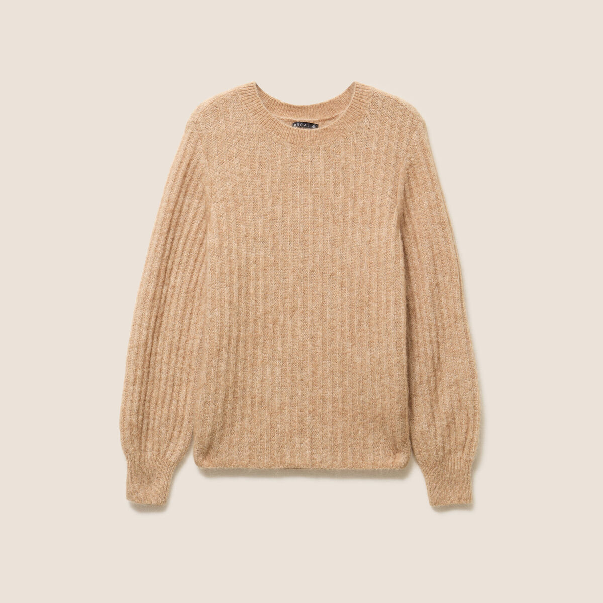 Pull col rond sable femme