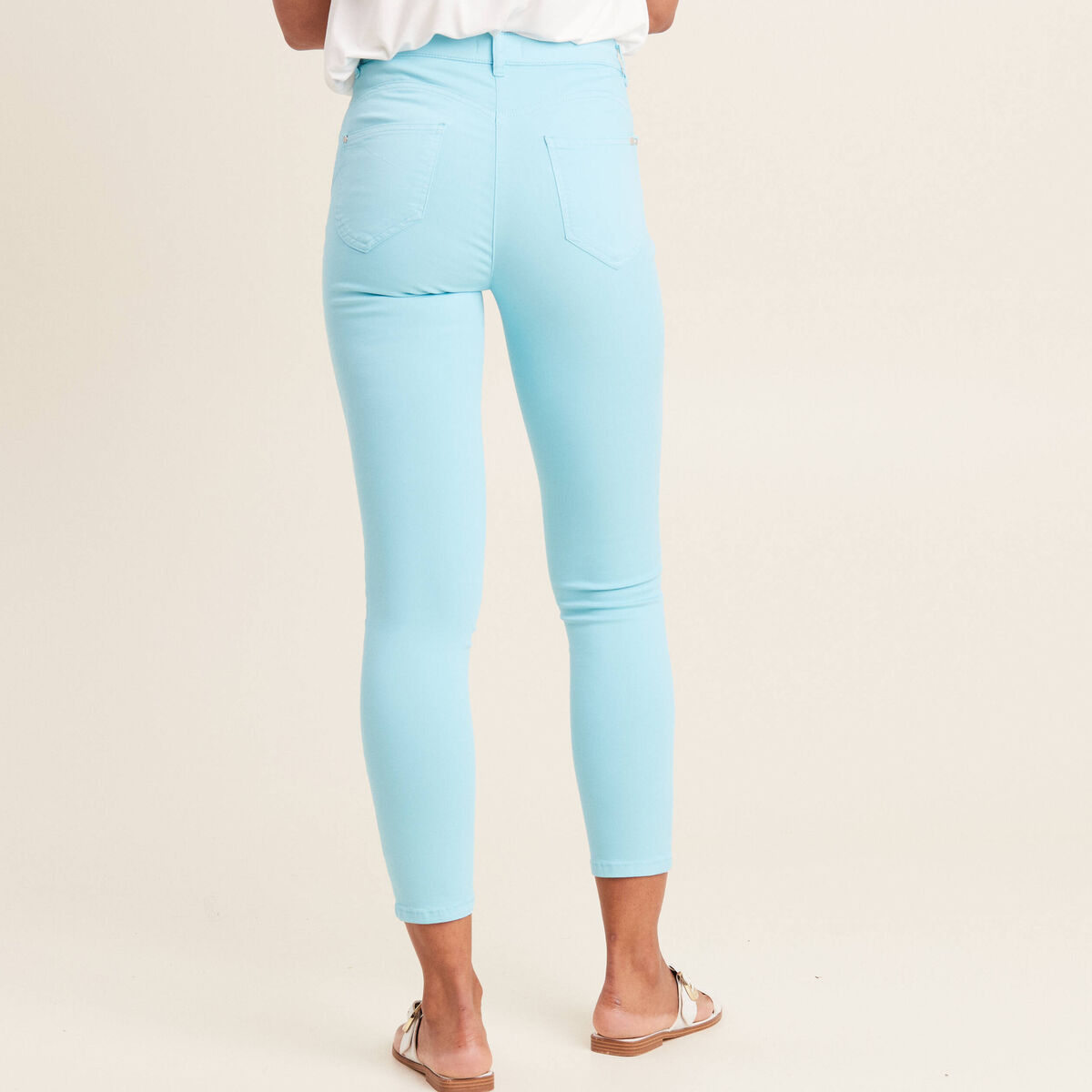 Pantalon léger taille standard 7/8ème bleu femme