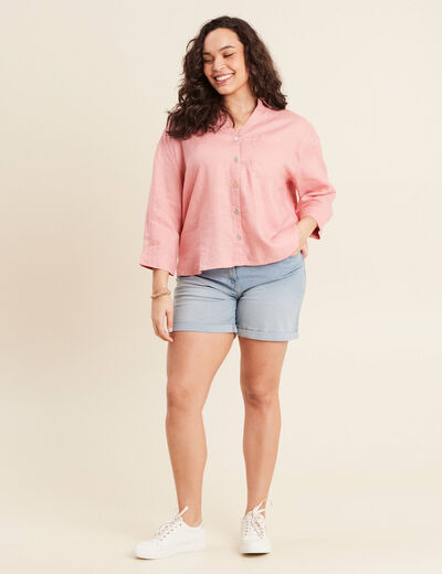 Chemise manches 3/4 vieux rose femme