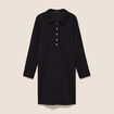 Robe droite courte en maille col chemise noir femme
